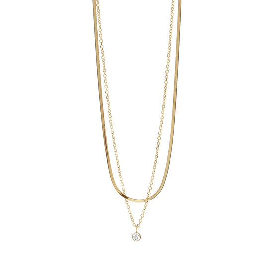 Collana multifilo Kidult Style acciaio dorato con cristallo MISURA UNICA