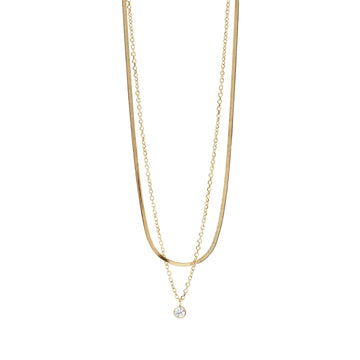 Collana multifilo Kidult Style acciaio dorato con cristallo MISURA UNICA