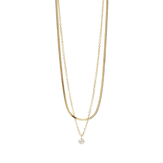 Collana multifilo Kidult Style acciaio dorato con cristallo MISURA UNICA