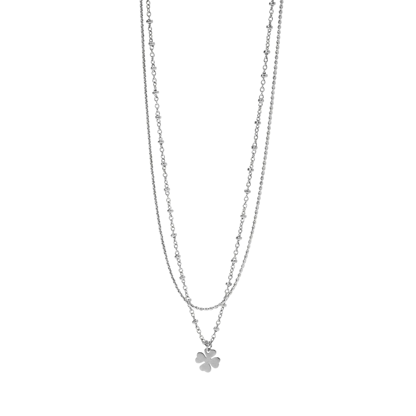 Collana multifilo Kidult Style acciaio quadrifoglio pendente MISURA UNICA