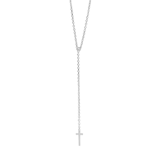 Collana Kidult Style acciaio con croce pendente e cristallo MISURA UNICA