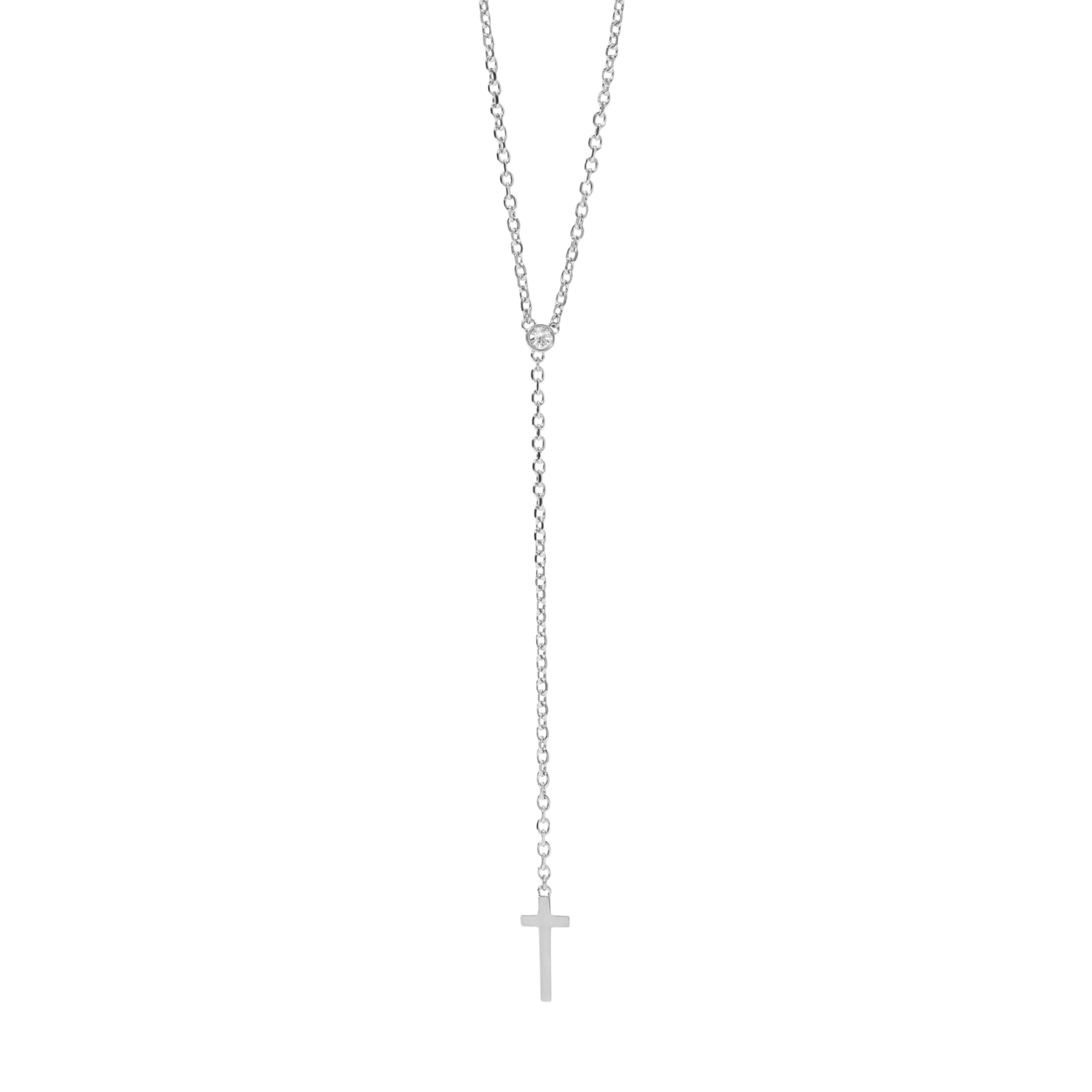 Collana Kidult Style acciaio con croce pendente e cristallo MISURA UNICA