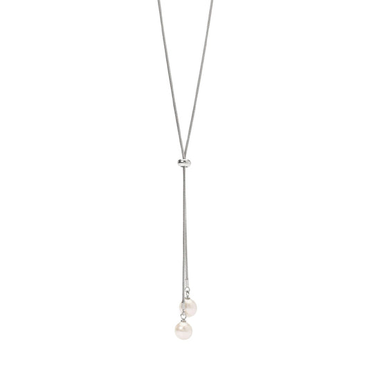 Collana lunga Kidult Style in acciaio con perle pendenti MISURA UNICA