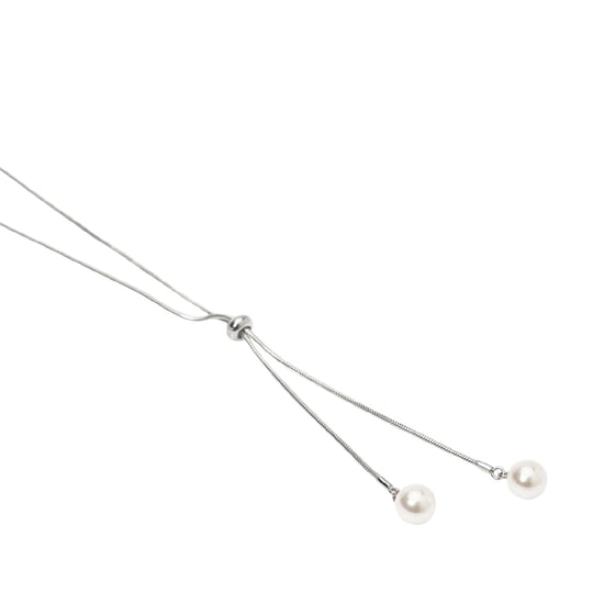 Collana lunga Kidult Style in acciaio con perle pendenti MISURA UNICA