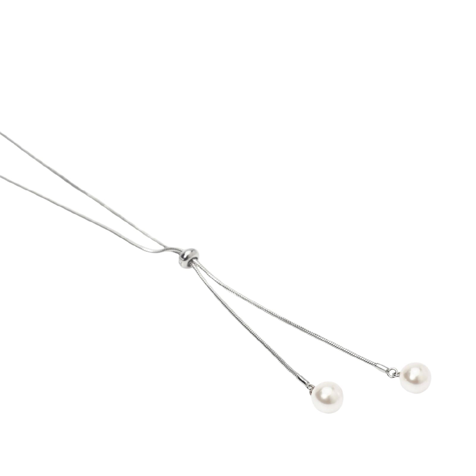 Collana lunga Kidult Style in acciaio con perle pendenti MISURA UNICA