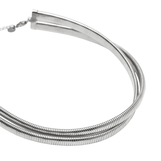 Collana girocollo Kidult Style in acciaio doppia catena snake MISURA UNICA