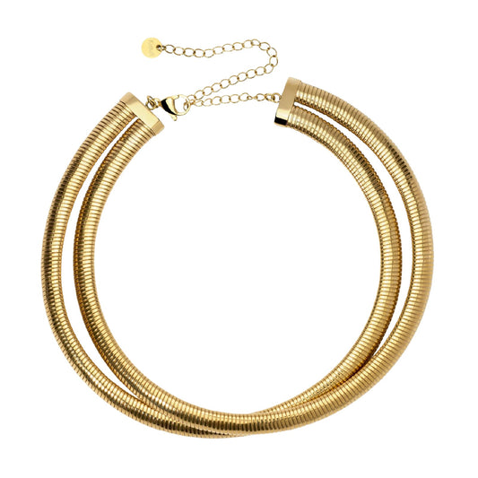 Collana Kidult Style in acciaio dorato doppia catena snake MISURA UNICA