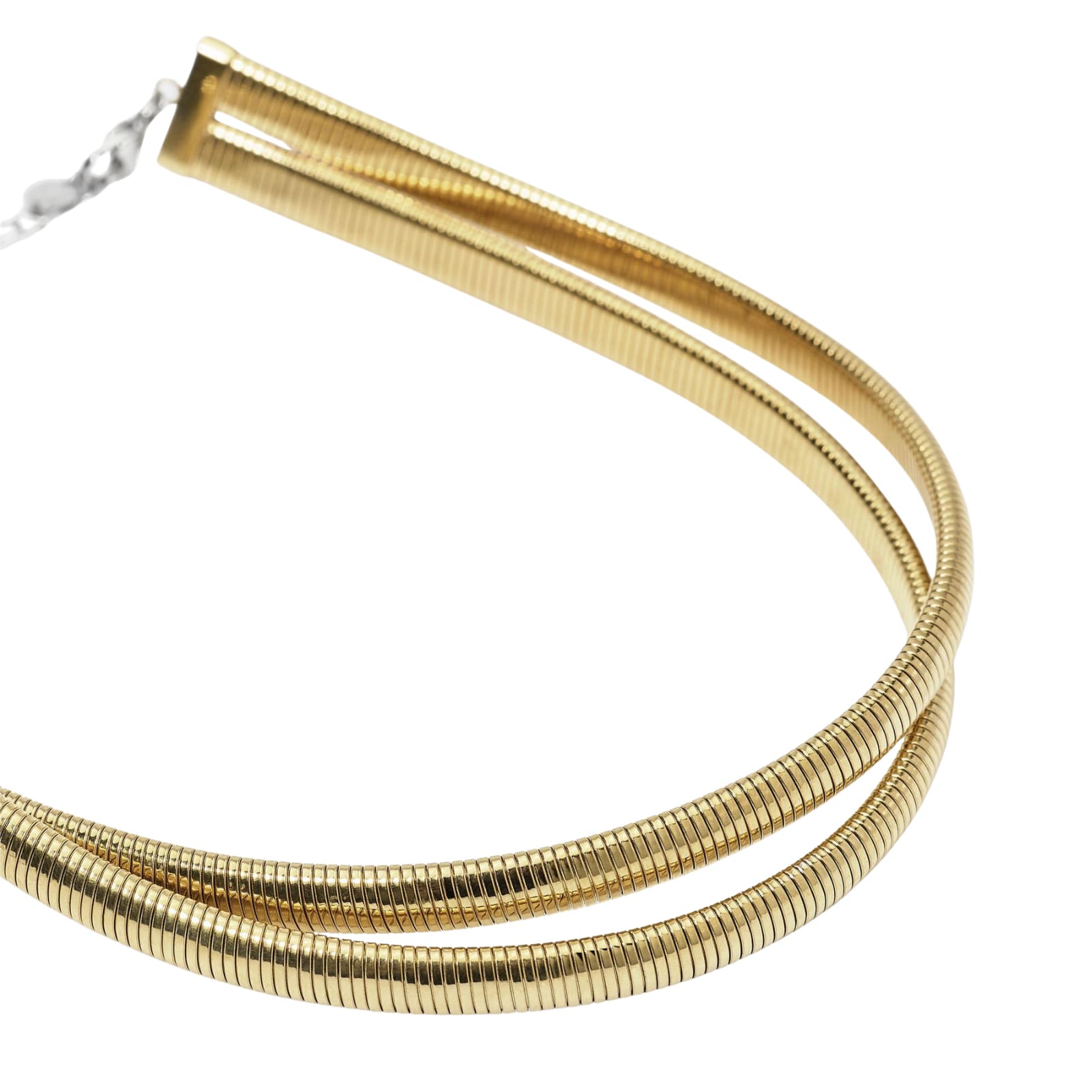 Collana Kidult Style in acciaio dorato doppia catena snake MISURA UNICA