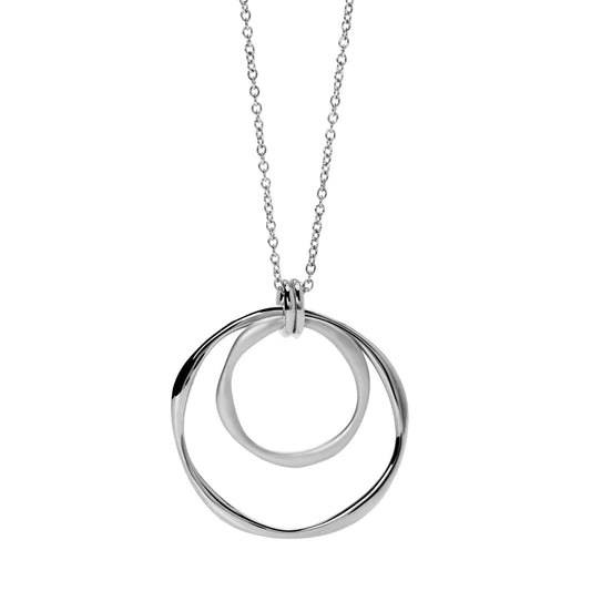 Collana lunga Kidult Style acciaio con due cerchi pendenti MISURA UNICA