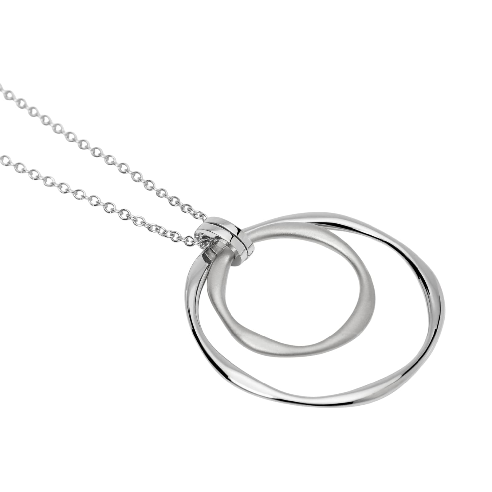 Collana lunga Kidult Style acciaio con due cerchi pendenti MISURA UNICA