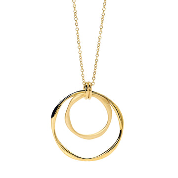 Collana lunga Kidult Style acciaio dorato due cerchi pendenti MISURA UNICA