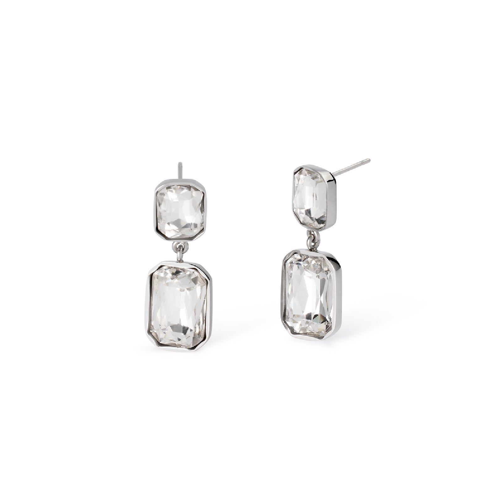 Orecchini pendenti Kidult Style in acciaio e cristalli bianchi MISURA UNICA