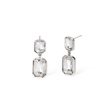 Orecchini pendenti Kidult Style in acciaio e cristalli bianchi MISURA UNICA