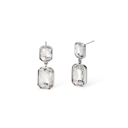 Orecchini pendenti Kidult Style in acciaio e cristalli bianchi MISURA UNICA