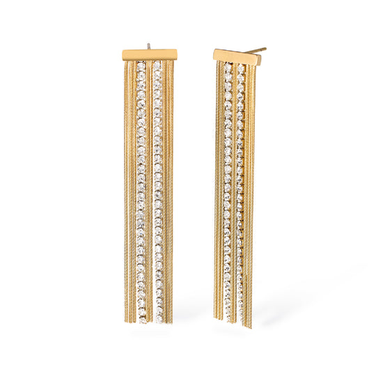 Orecchini pendenti Kidult Style acciaio oro con catene MISURA UNICA