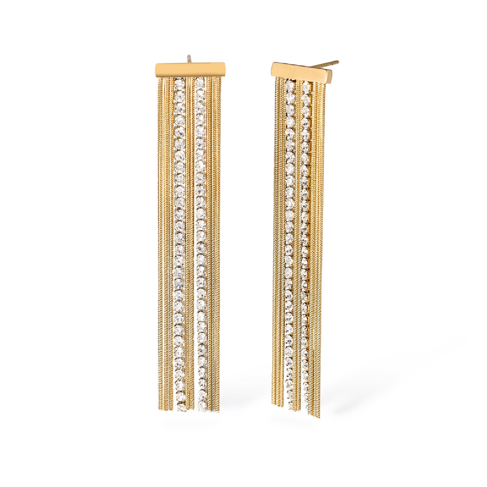 Orecchini pendenti Kidult Style acciaio oro con catene MISURA UNICA