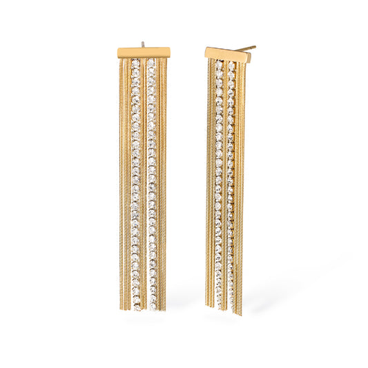 Orecchini pendenti Kidult Style acciaio oro con catene MISURA UNICA