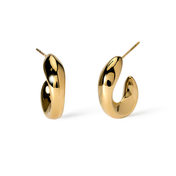 Orecchini a cerchio bombati Kidult Style in acciaio dorati MISURA UNICA