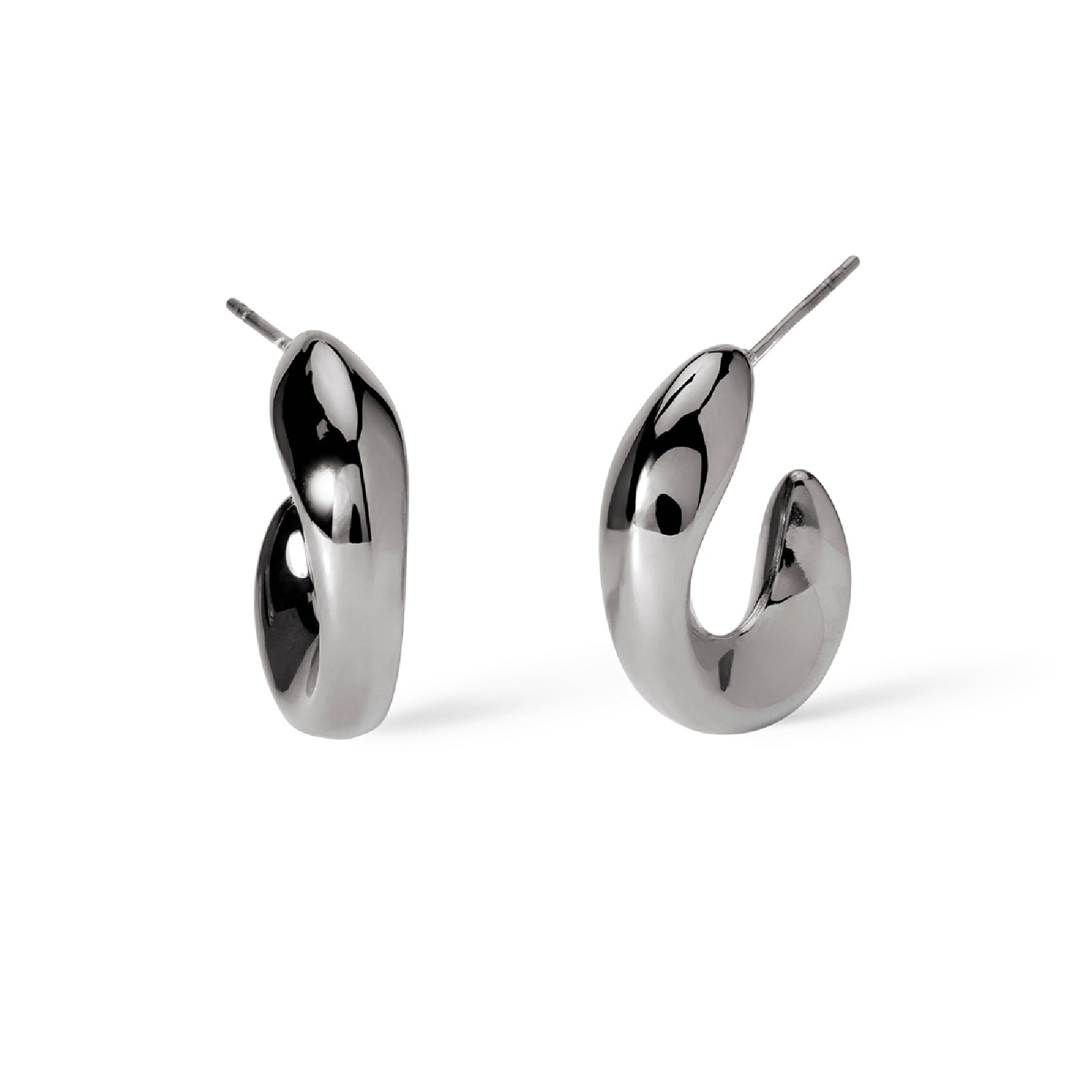 Orecchini a cerchio bombati Kidult Style in acciaio argento MISURA UNICA