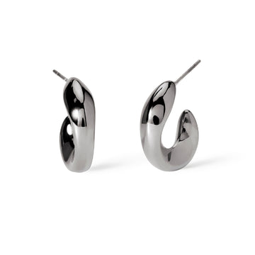 Orecchini a cerchio bombati Kidult Style in acciaio argento MISURA UNICA