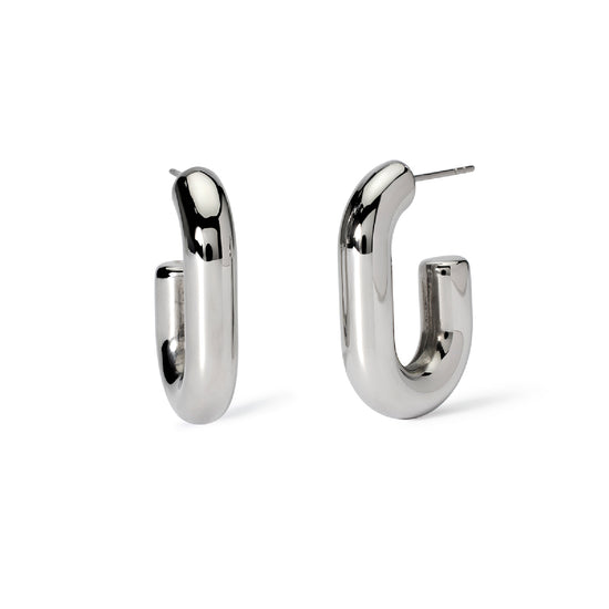 Orecchini a cerchio rettangolari Kidult Style in acciaio MISURA UNICA