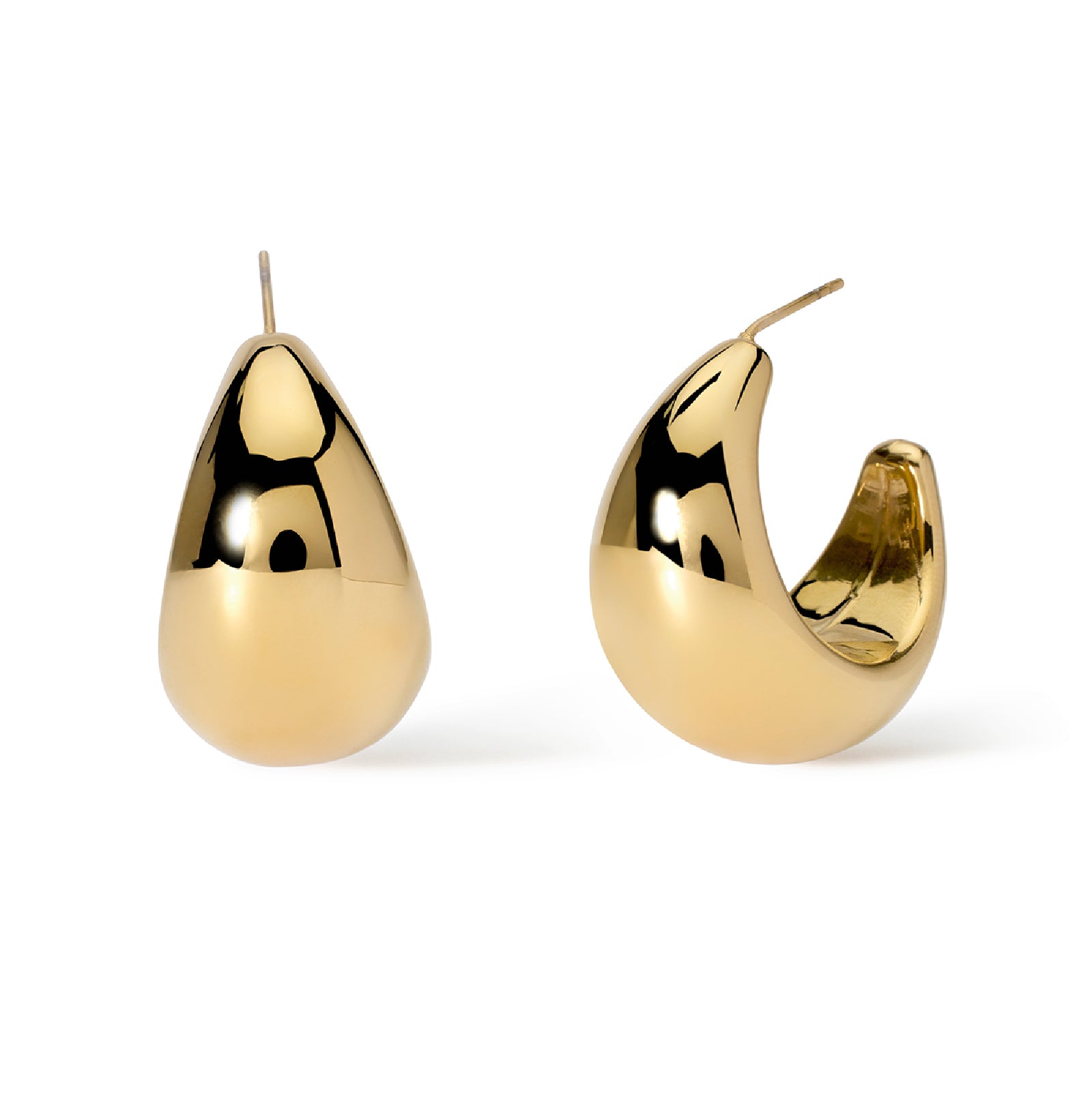 Orecchini a cerchio bombati Kidult Styles in acciaio oro MISURA UNICA