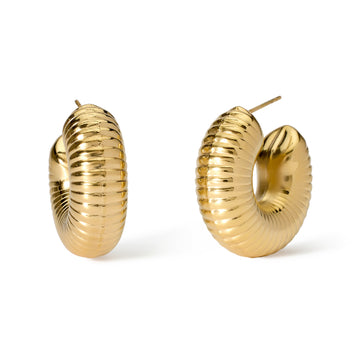 Orecchini a cerchio zigrinati Kidult Style in acciaio dorato MISURA UNICA