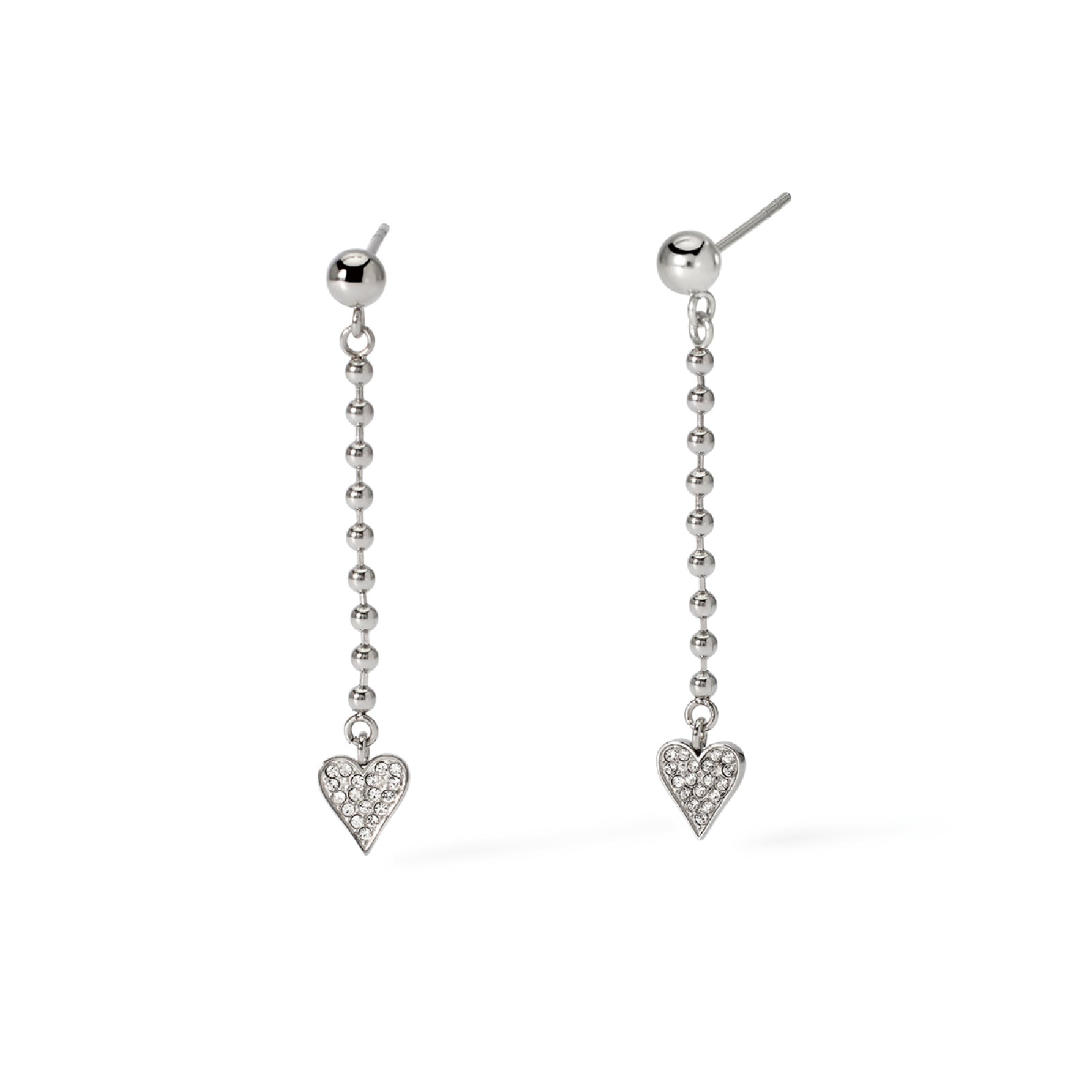 Orecchini pendenti con cuore e cristalli Kidult Style acciaio MISURA UNICA