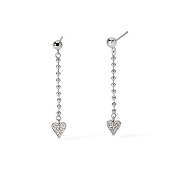 Orecchini pendenti con cuore e cristalli Kidult Style acciaio MISURA UNICA