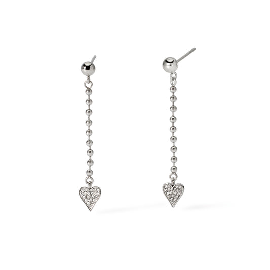 Orecchini pendenti con cuore e cristalli Kidult Style acciaio MISURA UNICA