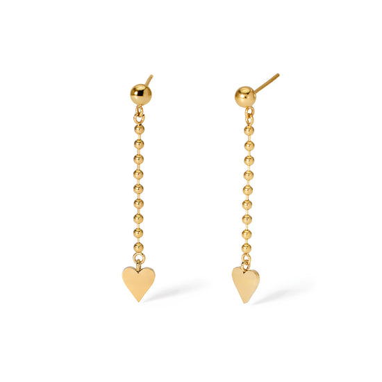 Orecchini pendenti con cuore Kidult Style pvd gold MISURA UNICA