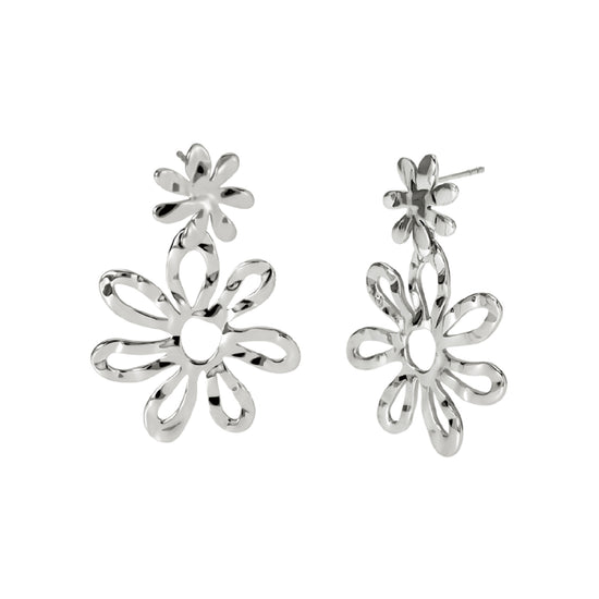 Orecchini pendenti doppio fiore Kidult Style acciaio MISURA UNICA