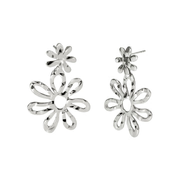 Orecchini pendenti doppio fiore Kidult Style acciaio MISURA UNICA