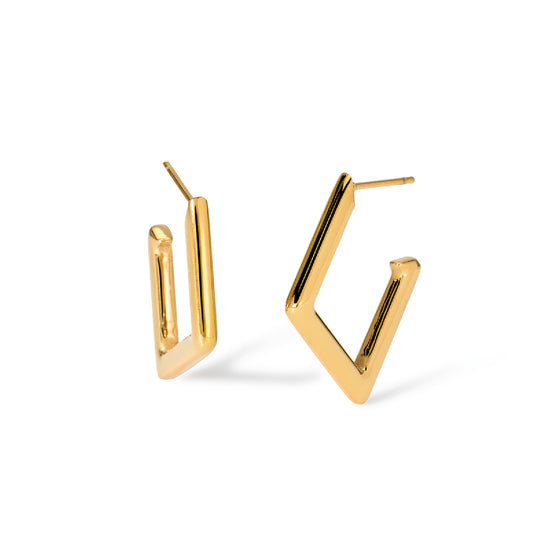 Orecchini a cerchio rombo Kidult Style acciaio dorato MISURA UNICA