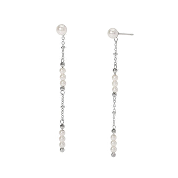 Orecchini pendenti Kidult Style acciaio e perle di conchiglia MISURA UNICA