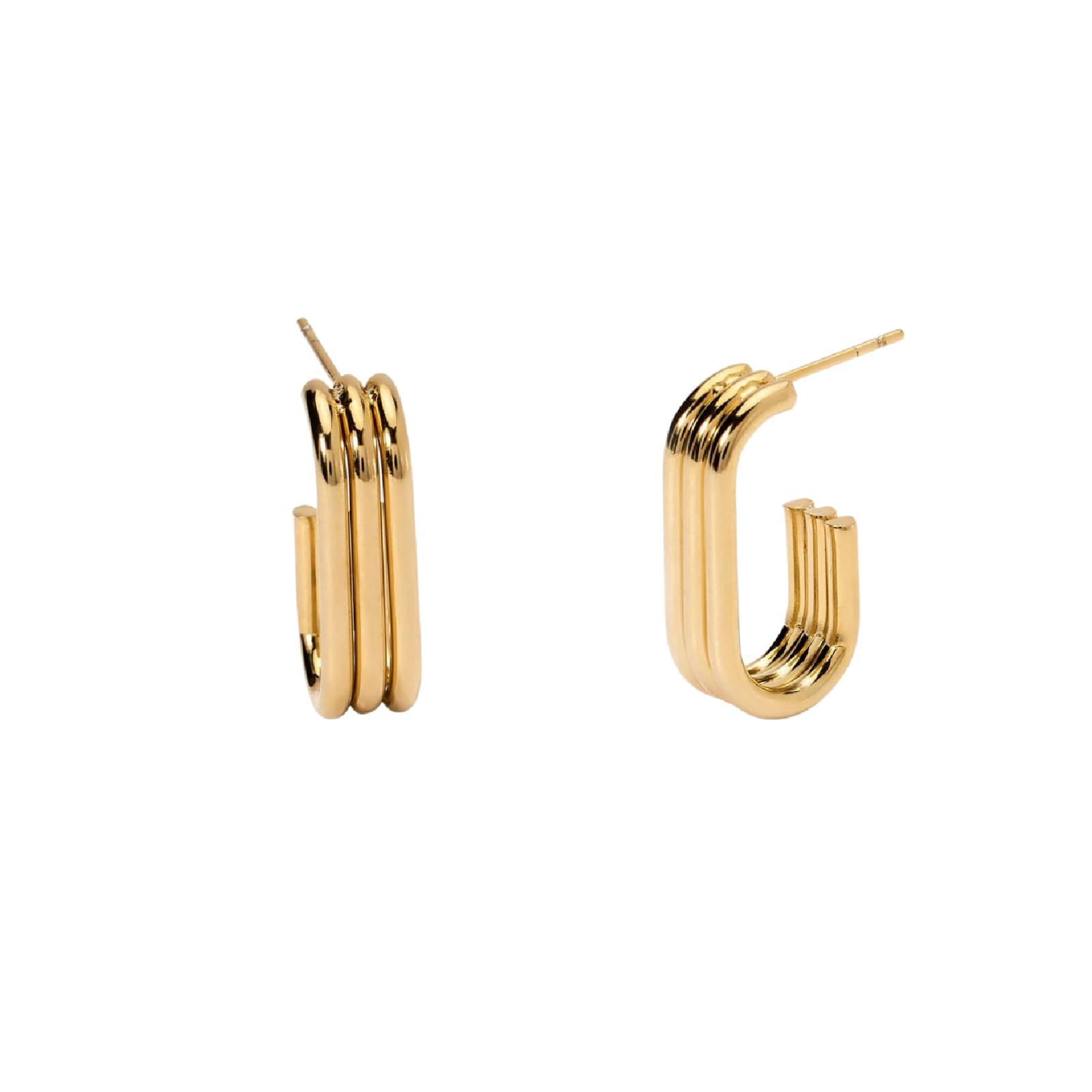 Orecchini Kidult Style in acciaio dorato con tre ovali uniti MISURA UNICA