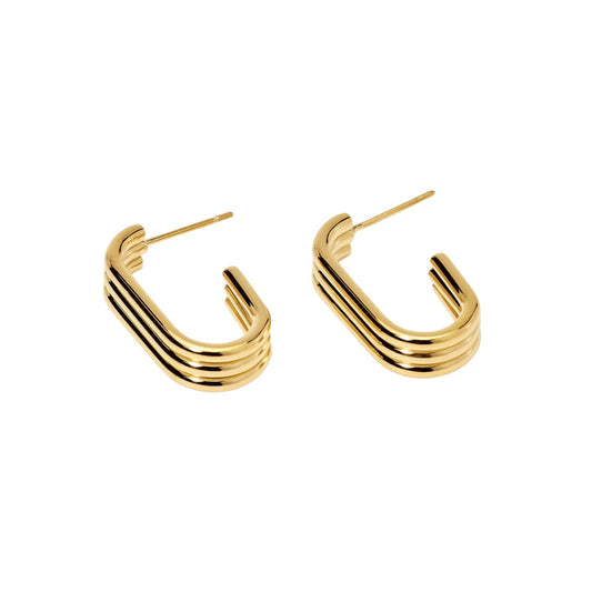 Orecchini Kidult Style in acciaio dorato con tre ovali uniti MISURA UNICA