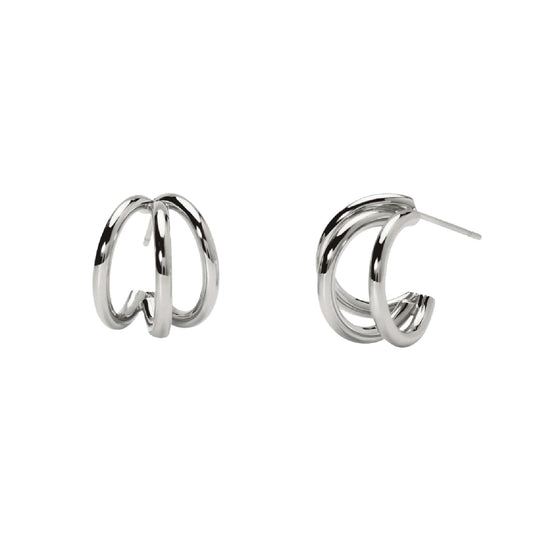 Orecchini Kidult Style da donna in acciaio con tre cerchi MISURA UNICA