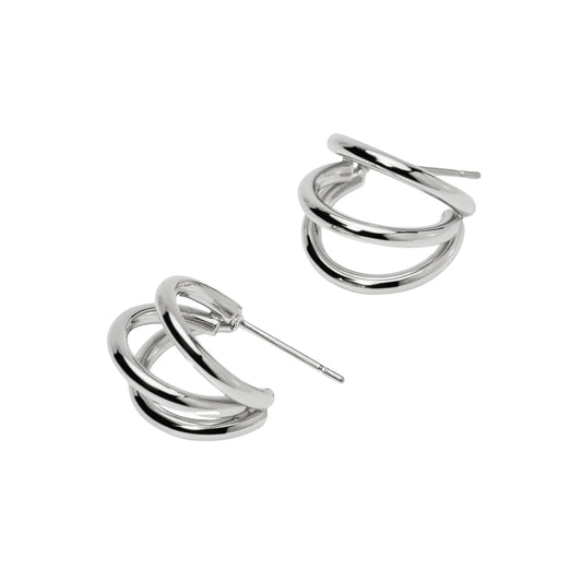 Orecchini Kidult Style da donna in acciaio con tre cerchi MISURA UNICA