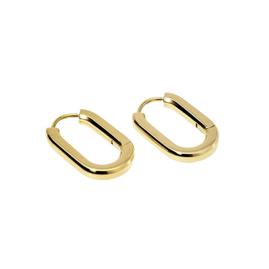 Orecchini Kidult Style da donna acciaio dorato ovali lucidi MISURA UNICA