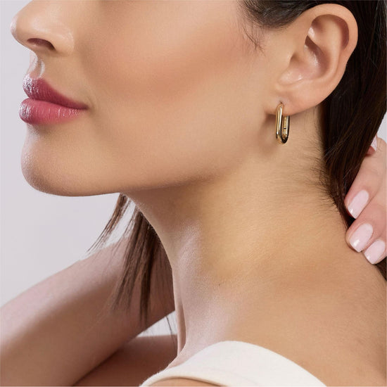 Orecchini Kidult Style da donna acciaio dorato ovali lucidi MISURA UNICA