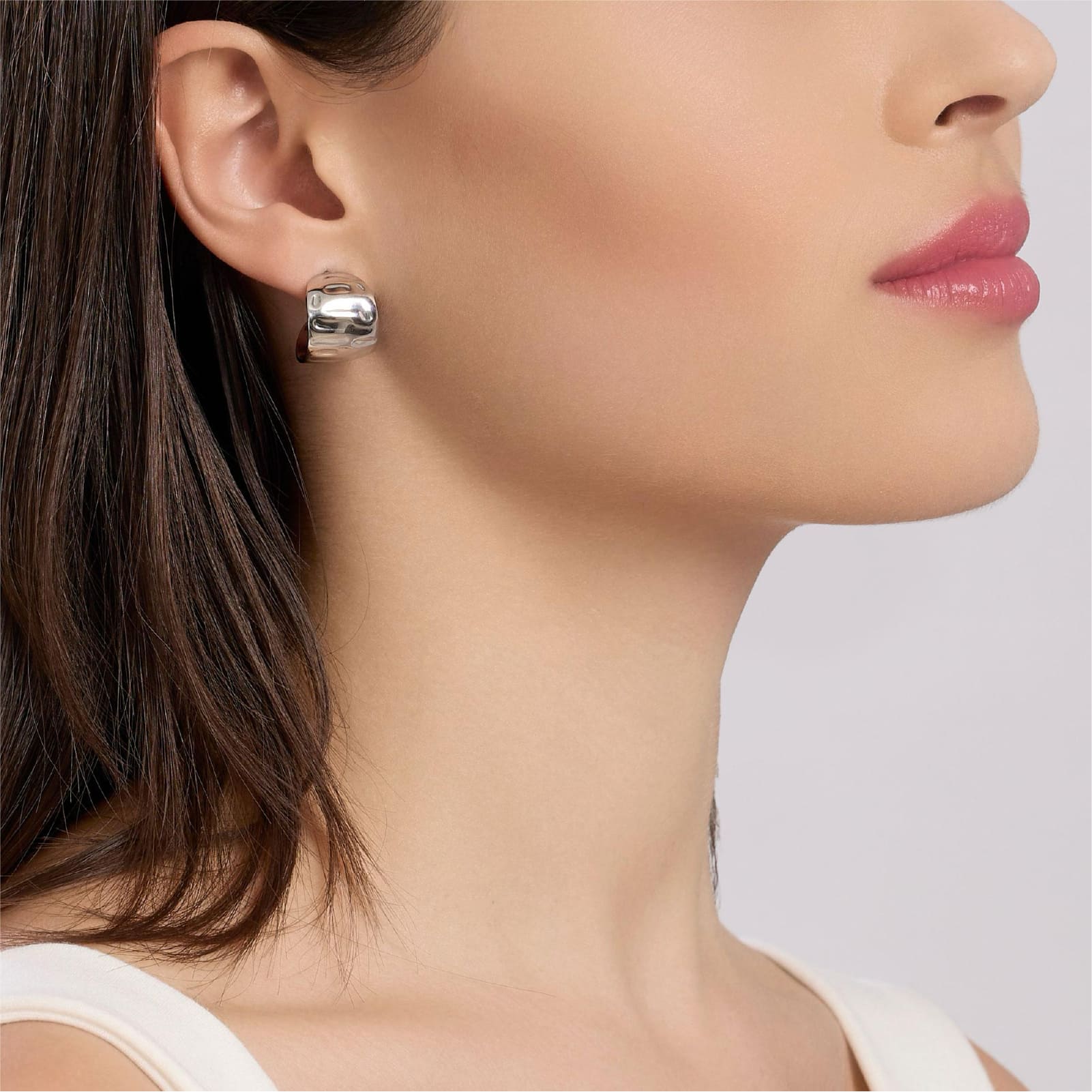 Orecchini Kidult Style da donna in acciaio cerchi martellati MISURA UNICA