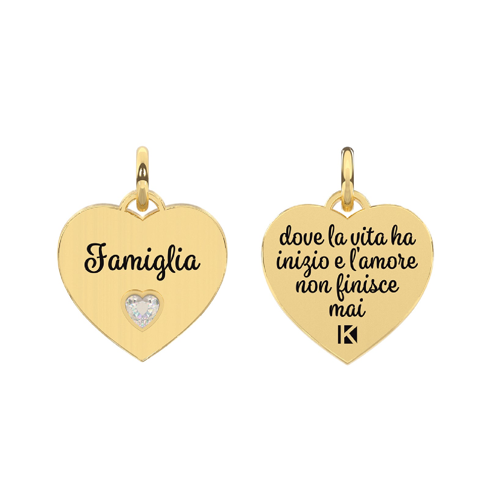 Charm famiglia Kidult By You acciaio satinato oro e cristalli MISURA UNICA
