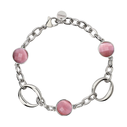 Bracciale da donna 2Jewels in acciaio con pietre di colore rosa 20 cm