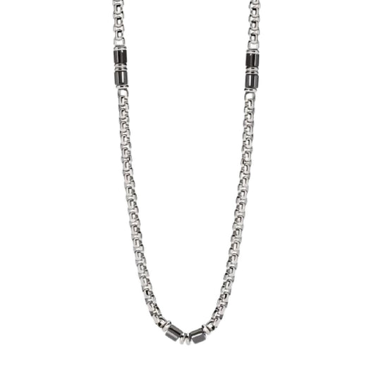 Collana girocollo uomo 2Jewels acciaio e ceramica nera MISURA UNICA