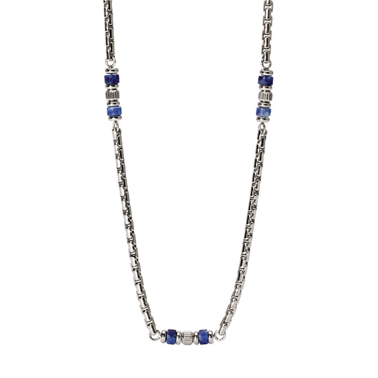 Collana da uomo 2Jewels in acciaio 316L con sodalite blu MISURA UNICA