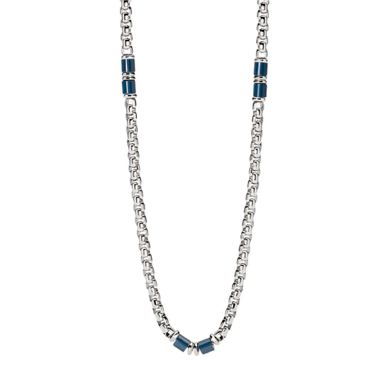 Collana da uomo 2Jewels in acciaio 316L con ceramica blu MISURA UNICA