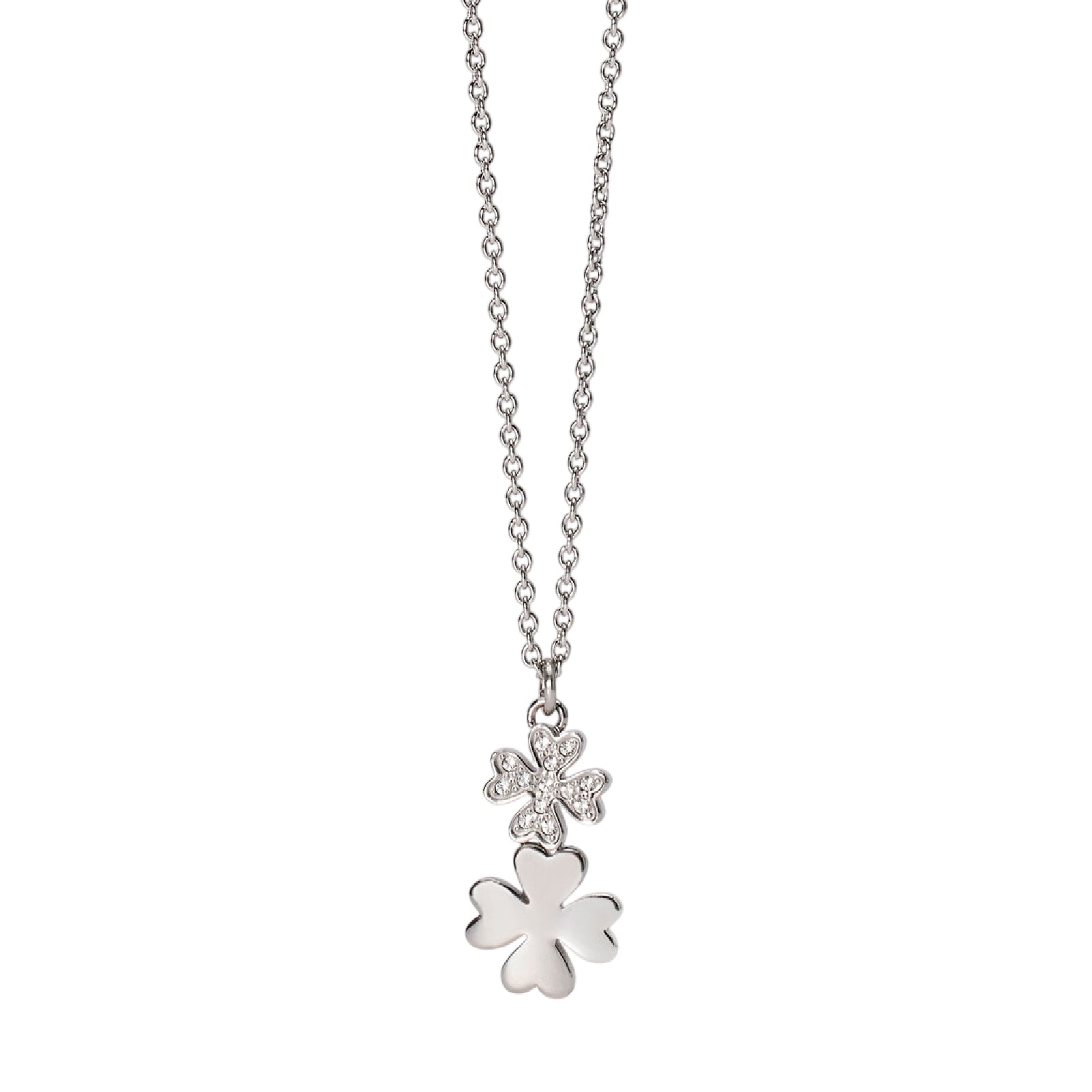 Collana da donna 2Jewels in acciaio quadrifogli e cristalli MISURA UNICA