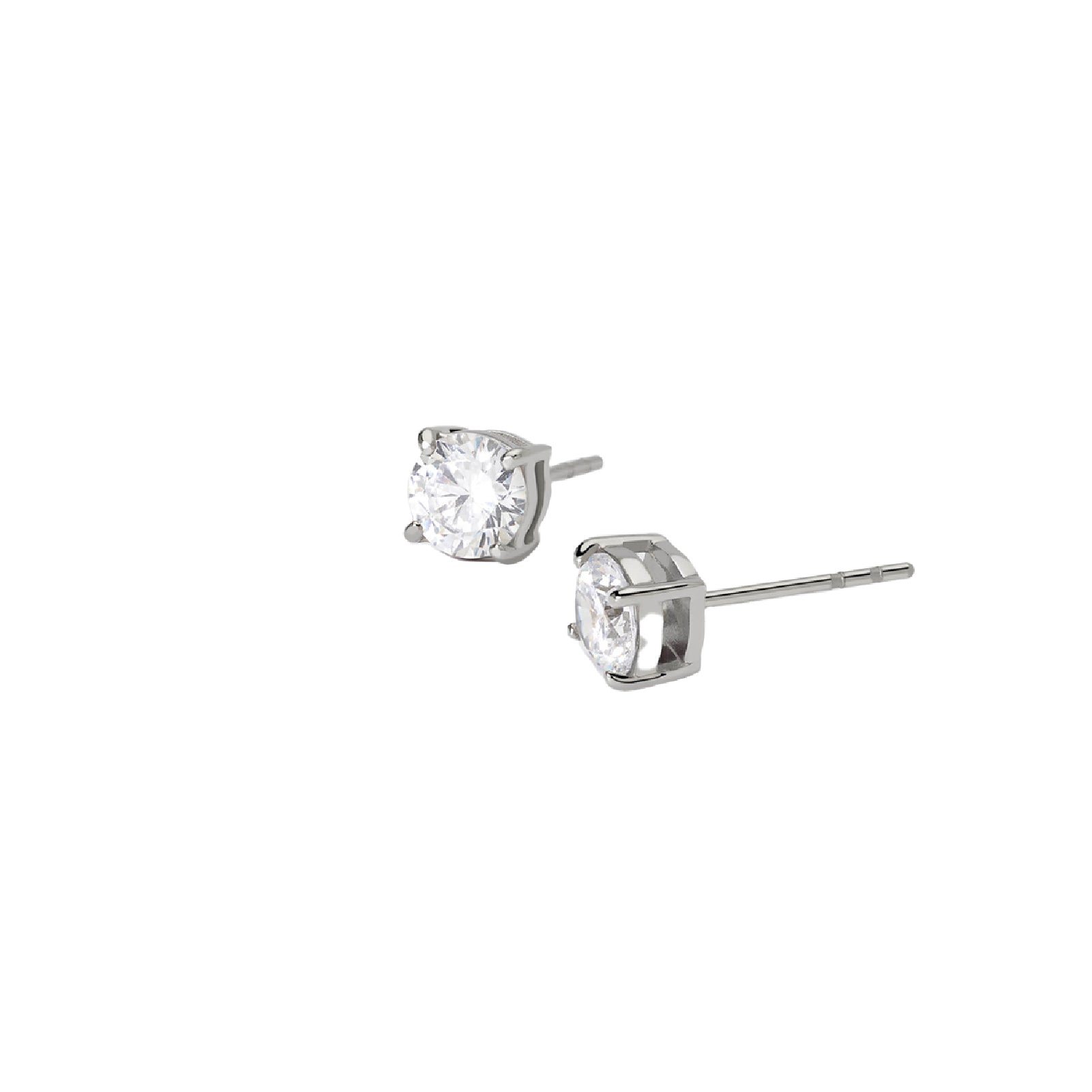 Orecchini Punto Luce Quadrati In Argento 925 E Zirconi Bianchi | Made In Italy, Taglio Brillante 2-8 Mm, Ipoallergenici