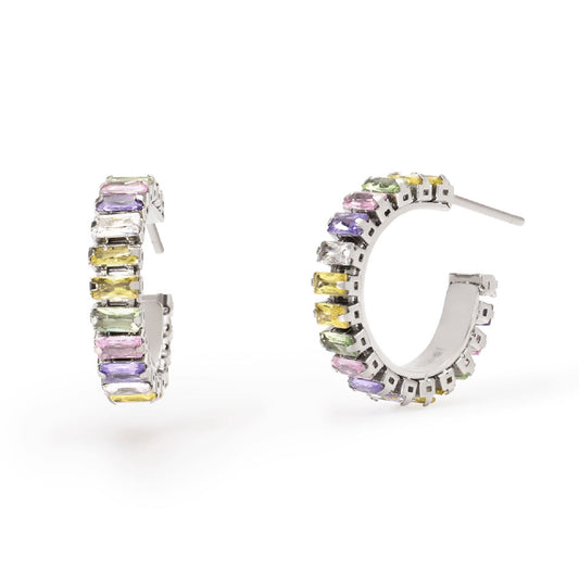 Orecchini cerchio 2Jewels in acciaio con zirconi multicolor D.SODKKK261466